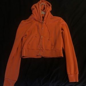 Brandy Melville cropped orange zip-up